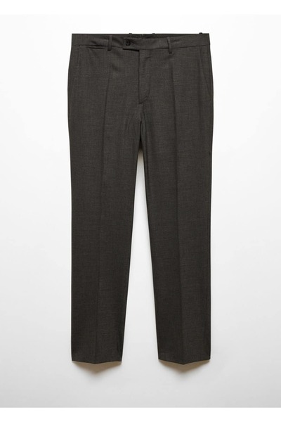 MANGO Man Dar Kesim Kazayağı Yünlü Kumaş Pantolon