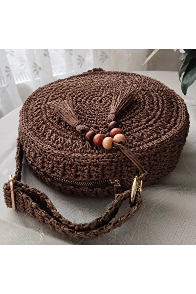 Butik El Örgüsü Çanta Kahverengi Yuvarlak