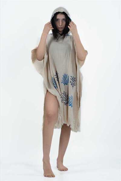 Luppio Hooded Beachwear 100% Cotton Patterned Muslin Poncho