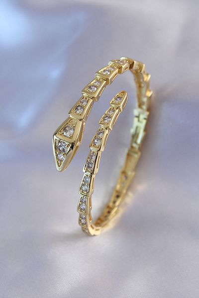 Clariss Vip Series Snake Model Gold Color Women's Handcuff Bracelet - Bj-Bb5489