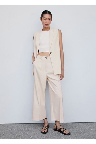 MANGO Woman Pleated culotte pants