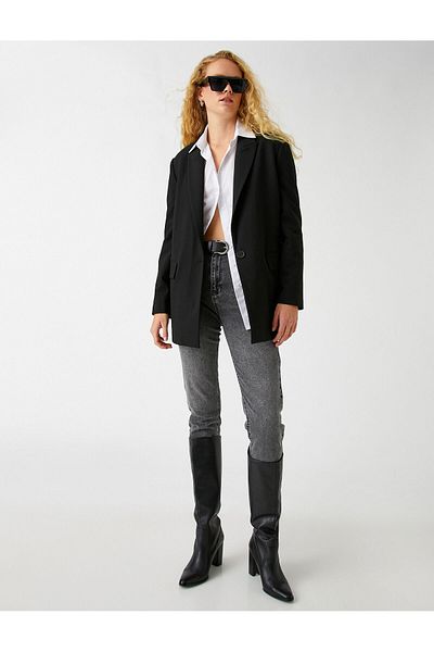 Koton Jeans mit hoher Taille und leicht schmalem Bein – Mom-Jeans