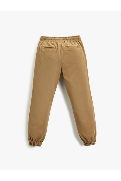 Koton Basic Chino Jogger Kalhoty se zavazováním v pase Bavlněná kapsa