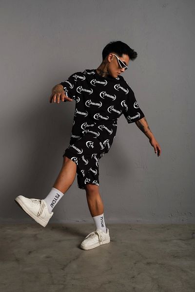 jordan 23 Unisex Black (Polizei) Printed Double Shorts Set