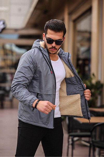 FLUEND MODA Мъжко водоустойчиво и ветроустойчиво кожено палто