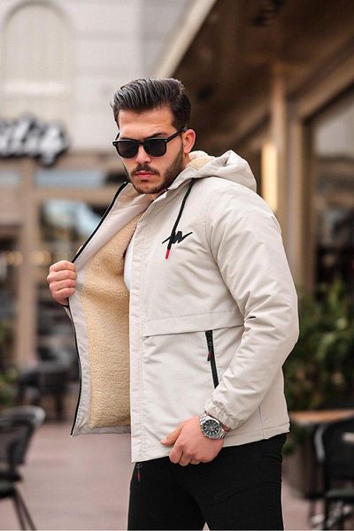 FLUEND MODA Palton de blană pentru bărbați, rezistent la apă și vânt