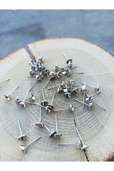 FlowerAksesuar 50 ADET - 6 mm TAŞ YUVALI KÜPE İĞNESİ, YAPIŞTIRMA KÜPE İĞNESİ,...