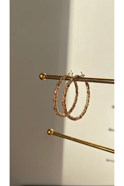Ebru Atelier Non-Tarnish Stainless Glitter Steel Earrings 5 cm