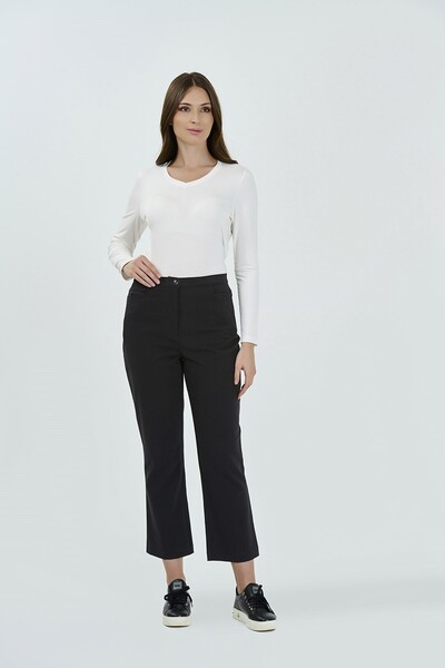 TOLGA SARAÇOĞLU 30168 SİYAH BELİ LASTİKLİ PAMUK KUMAŞ BORU PAÇA BİLEK BOY PAN...