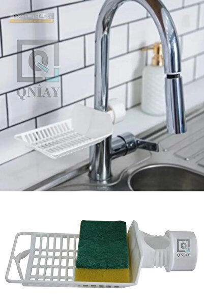 QNİAY Pratik Musluk Yanı Süngerlik Ayarlı Sünger Askılığı Evye Plastik Banyo ...