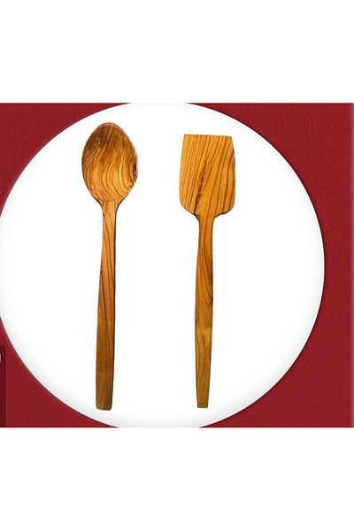 BERRY OLVES TREE WOOD SPOON SPATULA SET