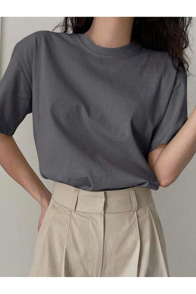 BYMEER Καπνιστό απλό μπλουζάκι Oversize