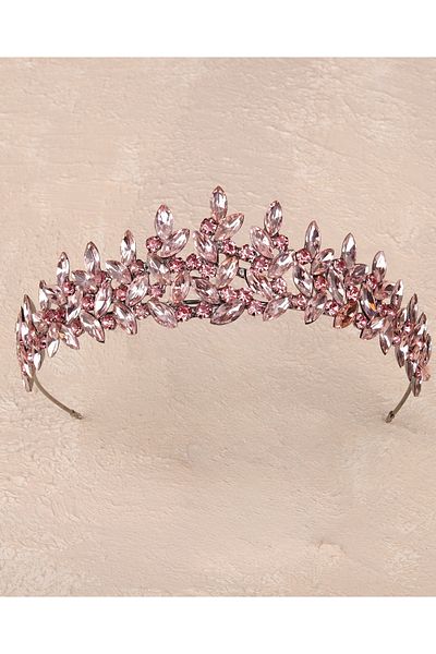 Hayalperest boncuk Pink Crystal Jewelled Bridal and Henna Crown - Special Wedding Crown for Women