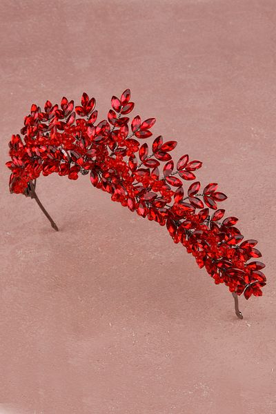 Hayalperest boncuk Costum de mireasa cu model de frunze elegante - Coroana rosie pentru noaptea Henna