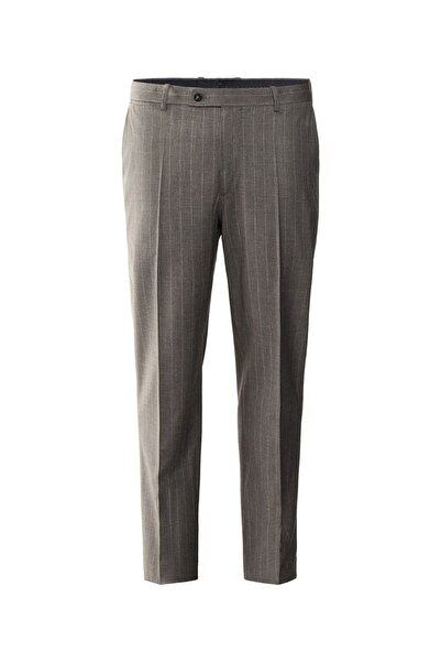 MANGO Man Dar Kesim Ince Çizgili Yün Kumaaş Pantolon