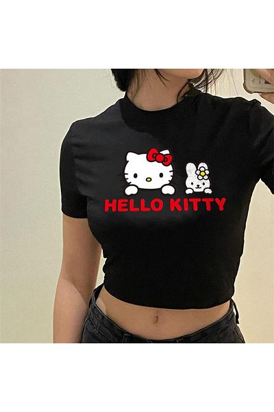 Touz Blunt Blunt Hello Kitty Printed Black Crop
