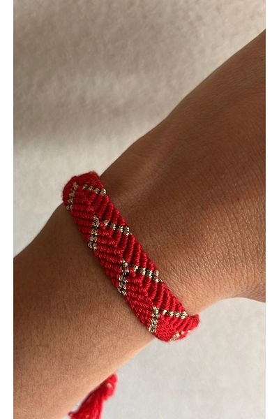 Black Beads Accessory Flame Macrame Bracelet