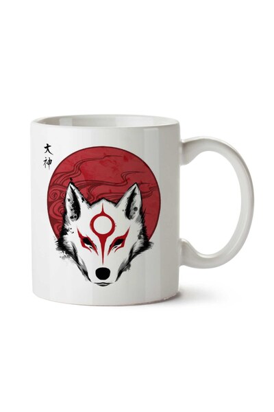ART HEDİYE كوب أوكامي ريد صن إله مطبوع على الجانبين