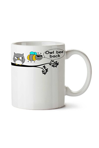 ART HEDİYE Owl bee back by two Sided Printed Mug Cup