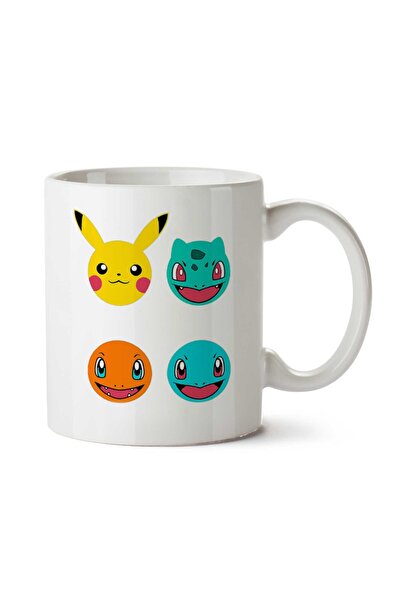 ART HEDİYE كوب بوكيمون ستارترز وبيكاتشو سيركل هيدز مطبوع على الجانبين