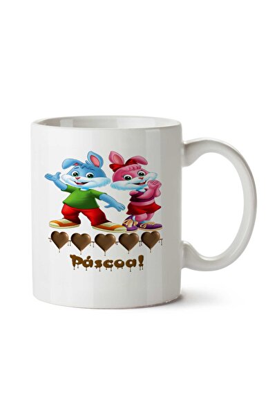 ART HEDİYE كوب باسكوا (Amor e Pascoa) مطبوع عليه أرانب محبوبة على الجانبين