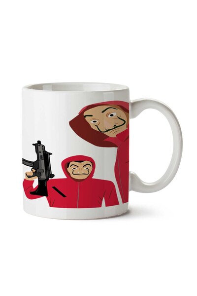 ART HEDİYE كوب La Casa De Papel Gun مطبوع على الجانبين