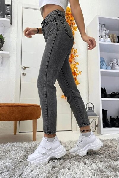 BROSERER Smoked Snow wash Mom Jean Pantaloni de damă Boyfriend din lycra cu t...