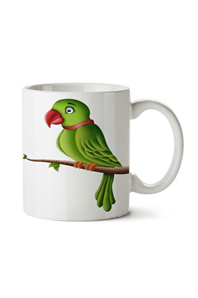 ART HEDİYE كوب بطبعة Parrot-PNG على الوجهين على فرع الببغاء