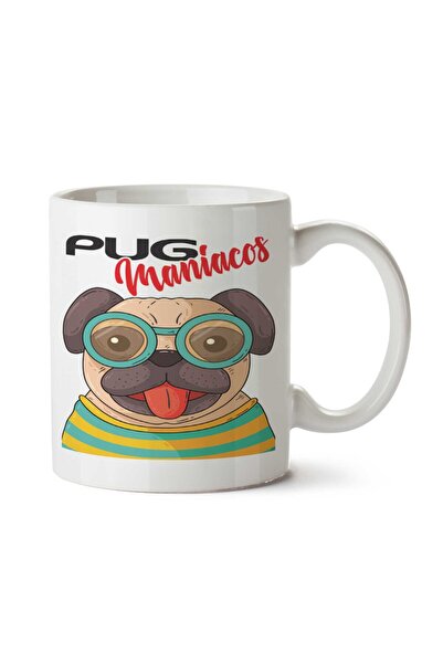 ART HEDİYE كوب PUG MANIACOS مطبوع على الجانبين