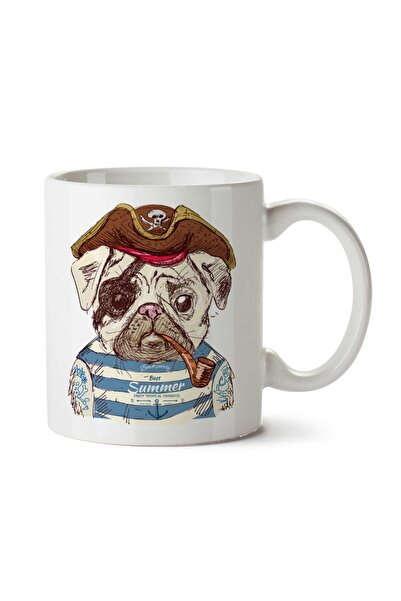 ART HEDİYE كوب كابتن صيفي مطبوع عليه وجهين من Pug Dog