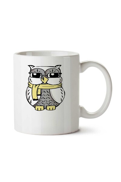 ART HEDİYE owl scarf owl two Sided Printed Mug Cup