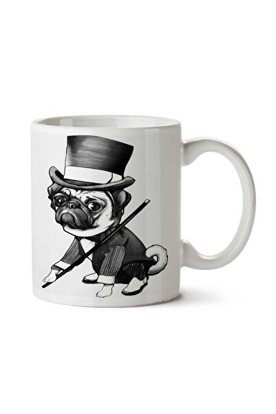 ART HEDİYE كوب مطبوع على الجانبين من Pug Fred Astaire