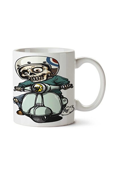 ART HEDİYE كوب مطبوع عليه هيكل عظمي لراكبي الدراجات النارية على الجانبين