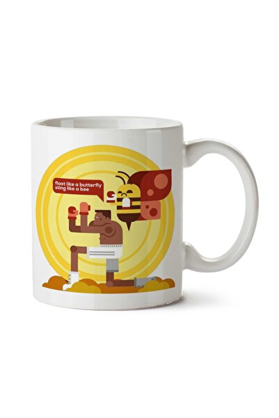 ART HEDİYE كوب محمد علي فلوت مثل فراشة ستينج مثل نحلة (2) كوب مطبوع على الجانبين