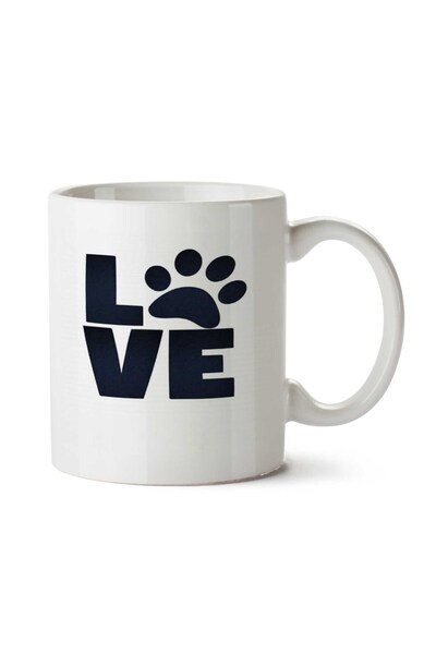 ART HEDİYE Love Dog Black Paw Two Sided Printed Mug Cup