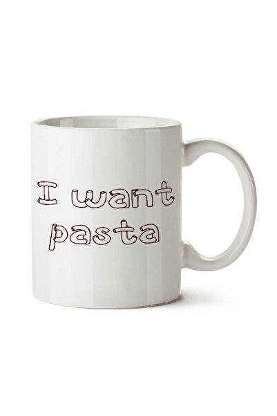 ART HEDİYE كوب مطبوع على الجانبين من I Want Pasta
