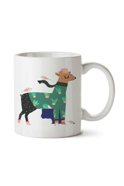 ART HEDİYE كوب ليما وطيور مطبوع على الجانبين