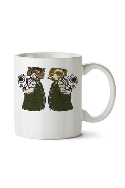 ART HEDİYE كوب مطبوع على الجانبين من PULP FICTION Lion Wolf