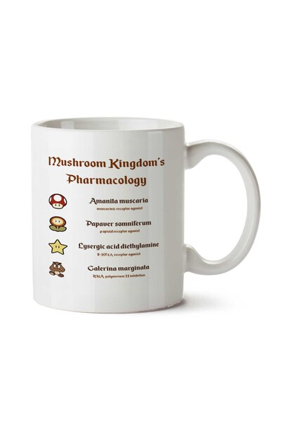 ART HEDİYE كوب مطبوع على الجانبين من Mushroom Kingdom's Pharmacology