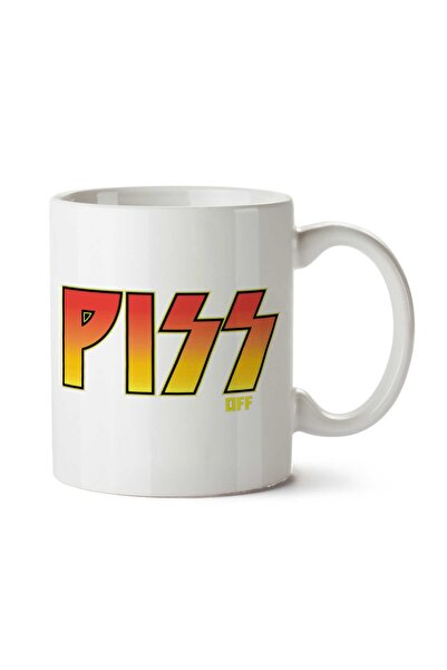 ART HEDİYE كوب مطبوع عليه شعار Piss Off Kiss على الجانبين