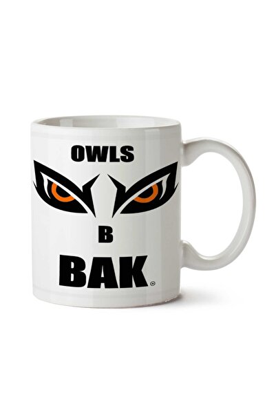 ART HEDİYE كوب OWLS B BAK باللون البرتقالي مطبوع على الجانبين