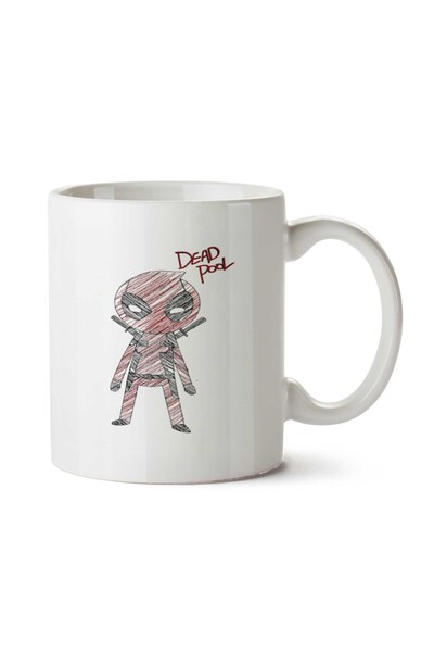 ART HEDİYE Marvel-DEADPOOL Black Pencil Two Side Printed Mug Cup