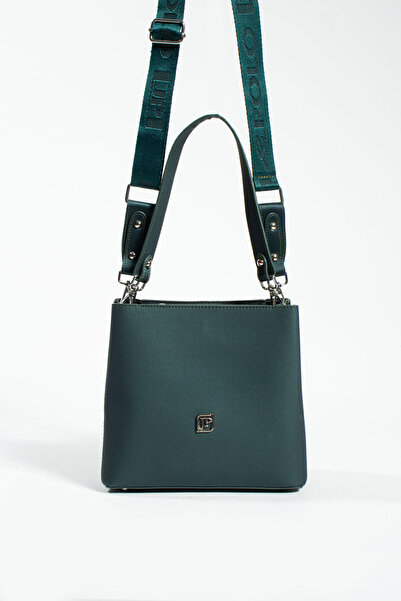Just Polo موديل 6014 حقيبة كتف نسائية يومية متوسطة الحجم بحزامين - PETROLEGREEN