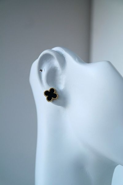 doi aksesuar Steel Enameled Black Color Earrings