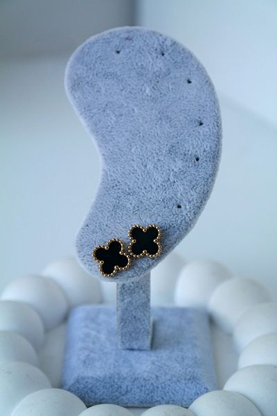 doi aksesuar Steel Enameled Black Color Earrings