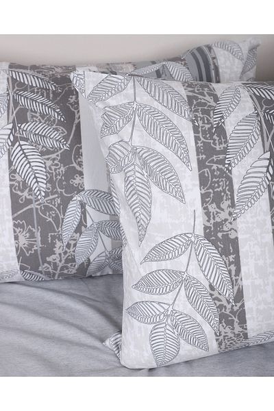 ENESSA 2 Pieces Pillow Case with Cover 50*70 cm Leaf Pattern Gray