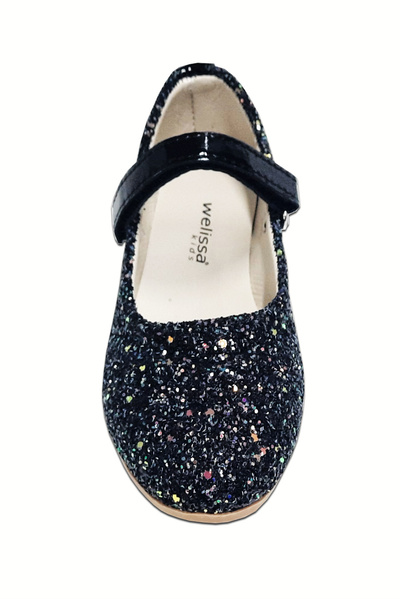 welissa Black Sequin Glitter Evening Dress Children's Ballerinas