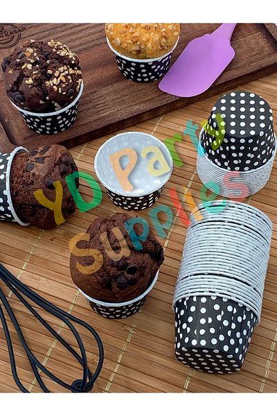 Yusuf Dirik YD Party Supplies Black Polka Dot Muffin Cake Mold 50 Pieces 50x39