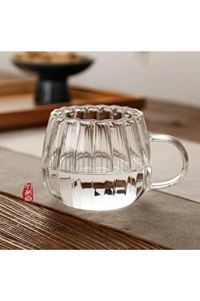Kitchen Dream 350ml Büyük Boy Çizgili Desenli Isıya Dayanıklı Termisil Cam Ku...