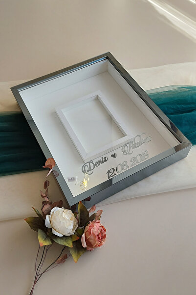 Verda Çerçeve 40x50 Cm Füme Fotoğraf Bölümlü Anı Çerçevesi! Ledli Ve Isimli G...